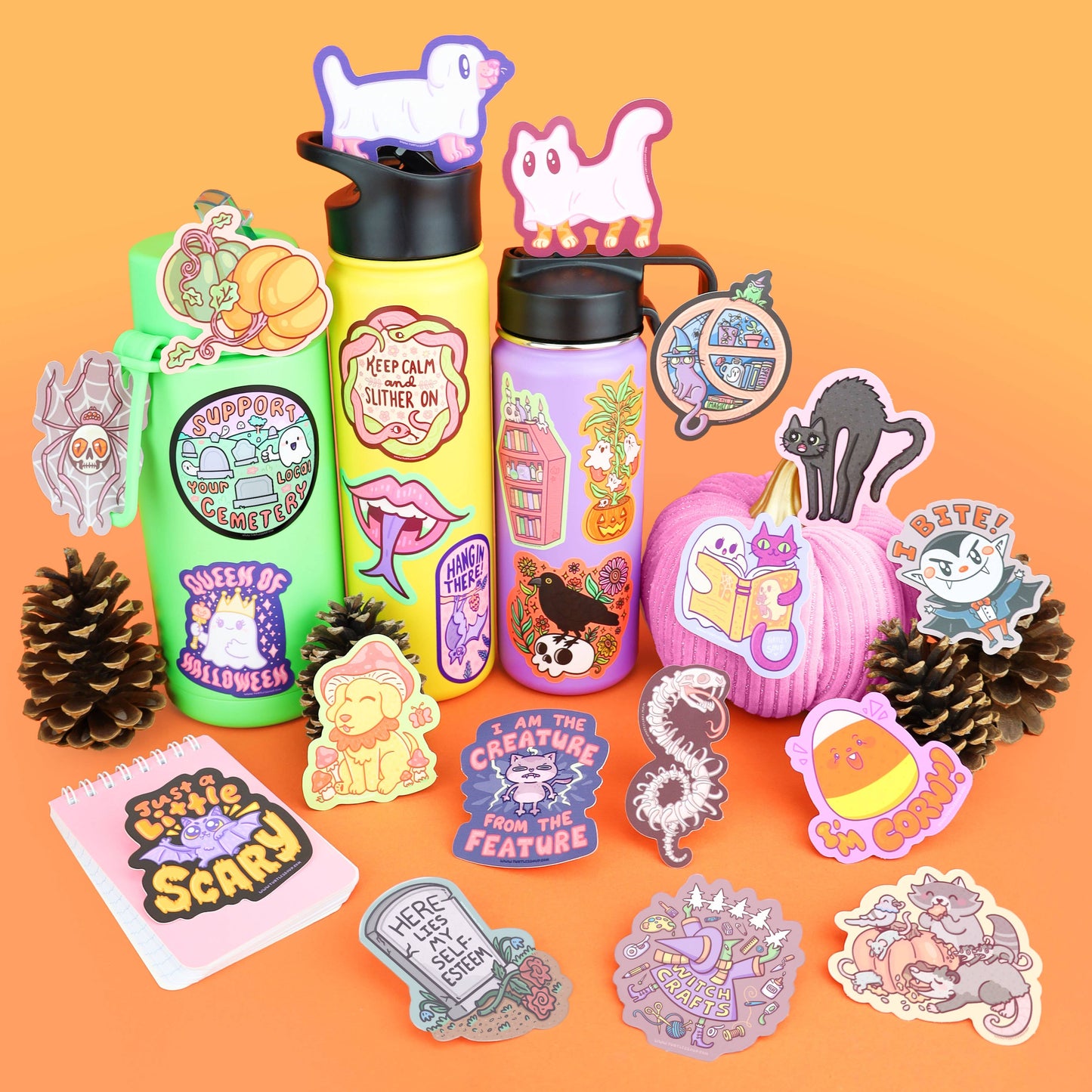 Crow and Skull, Halloween, Spooky, Cute, Vinyl Sticker