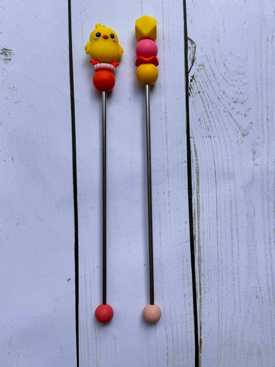 3D Yellow Chick Pair of Amigurumi Sewing Sticks