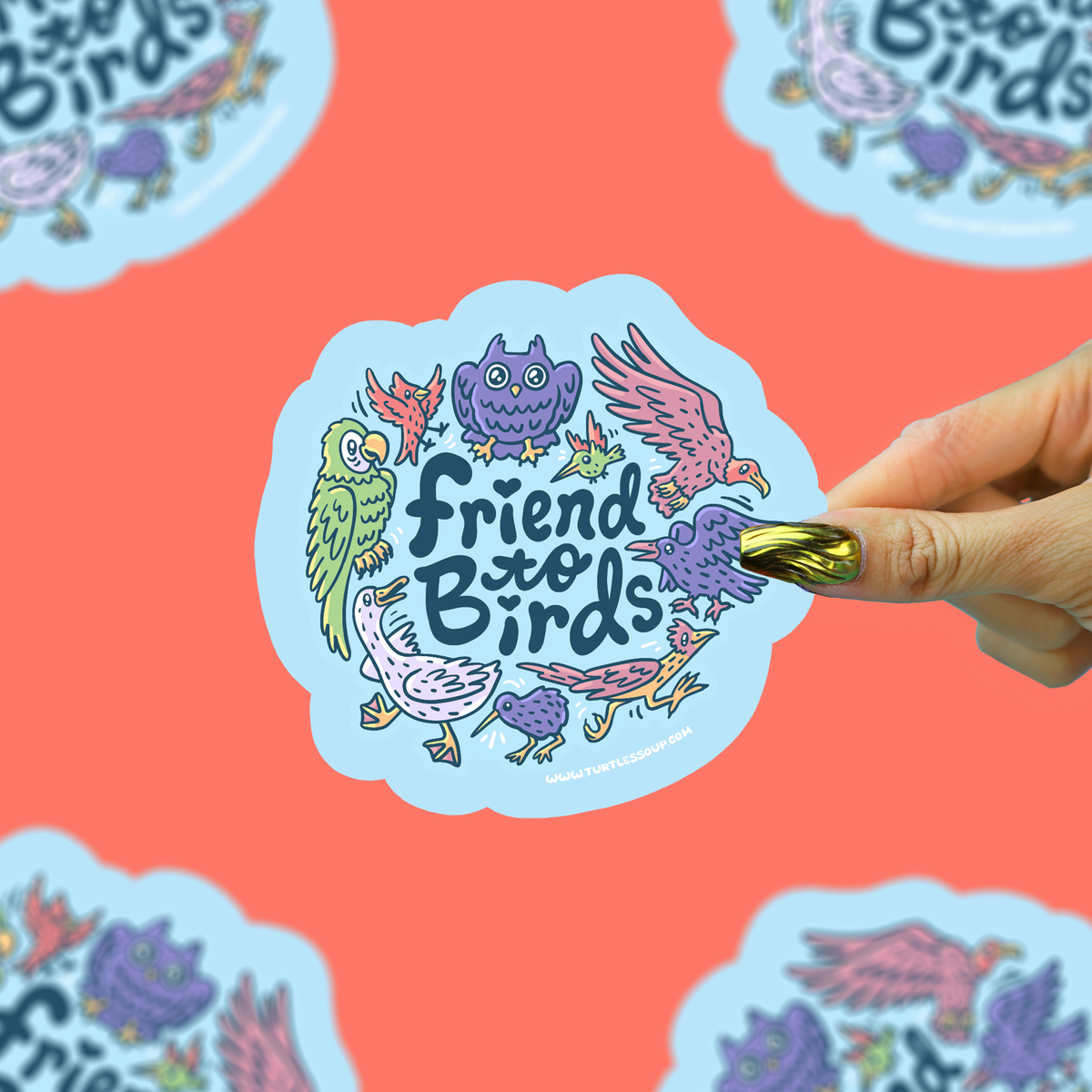 Friend to Birds, Animal, Cute, Art, Vinyl Sticker