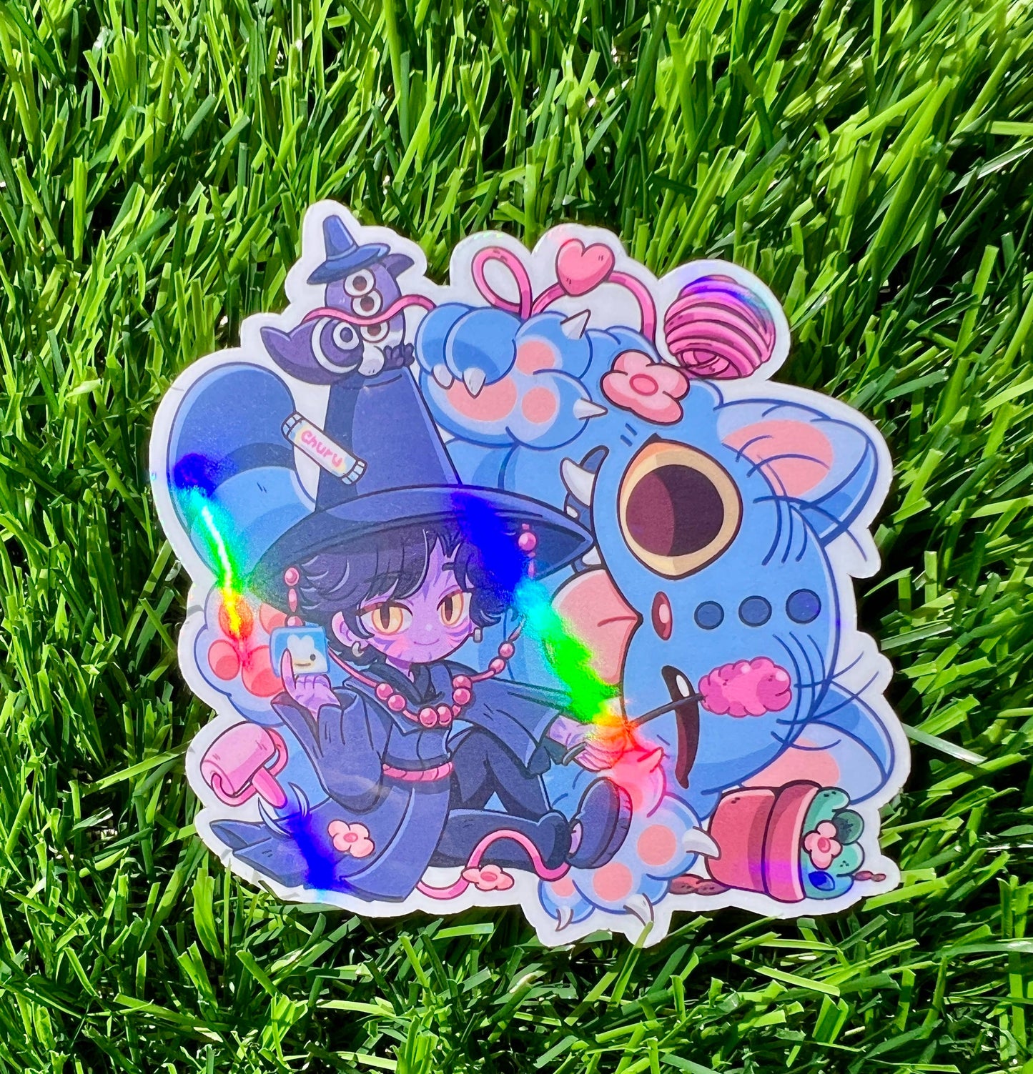 Demon Boy And Cat Sticker