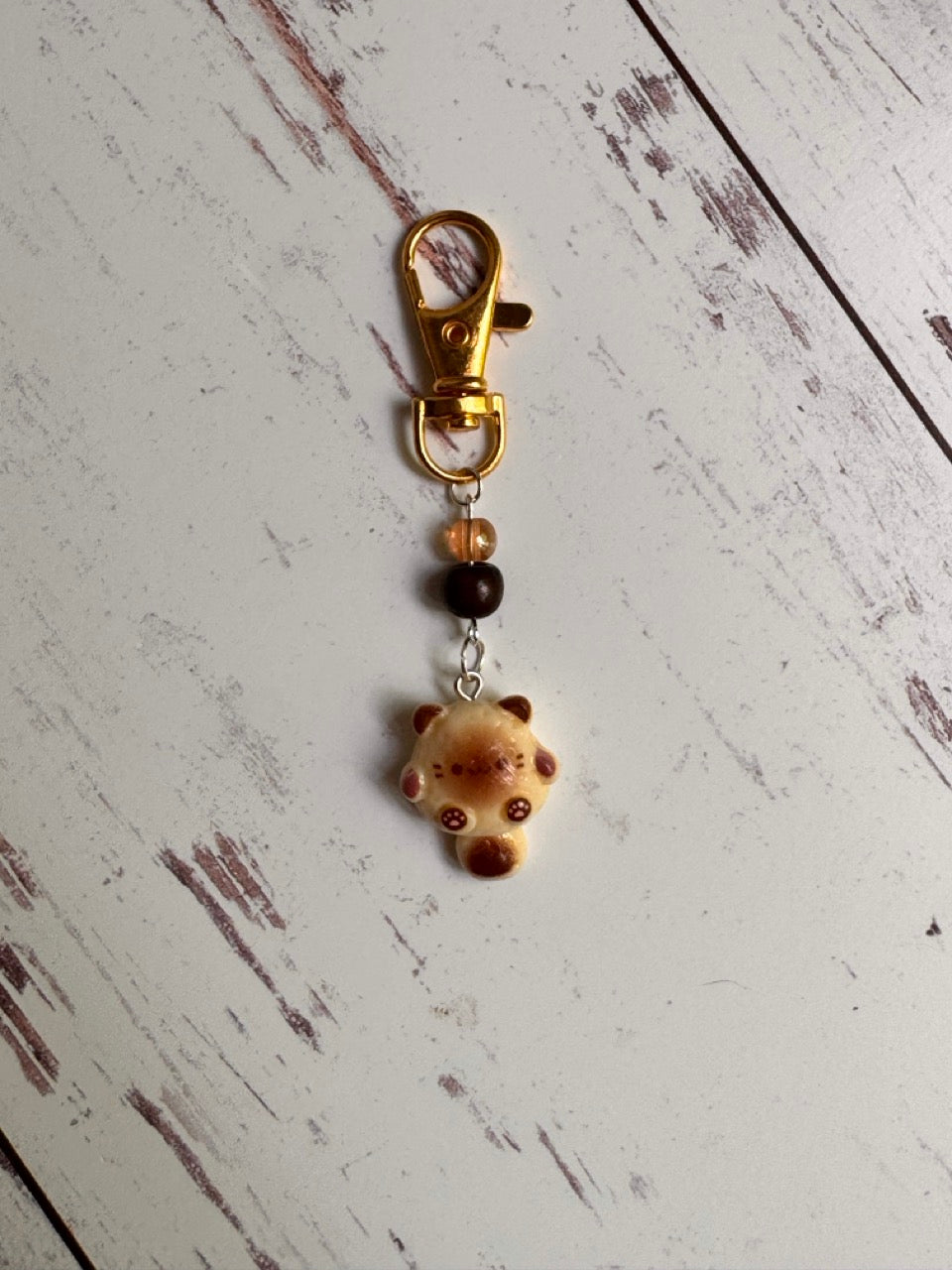 Tan Bread Kitty Cat Single Stitch Marker