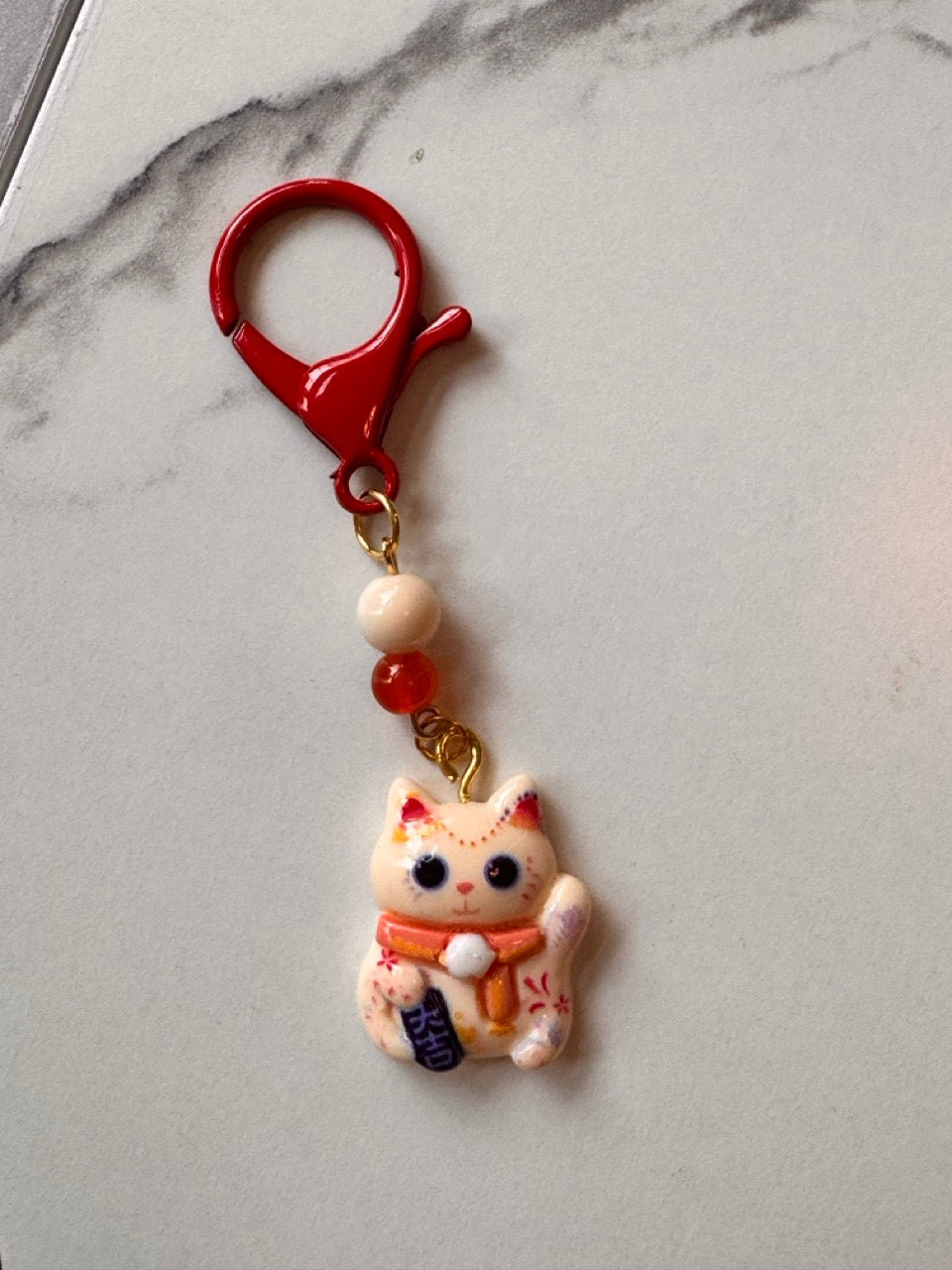 Lucky Cat Maneki Neko Resin Single Stitch Marker