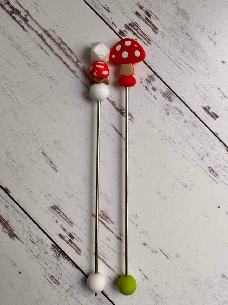 Mushroom Pair of Amigurumi Sewing Sticks