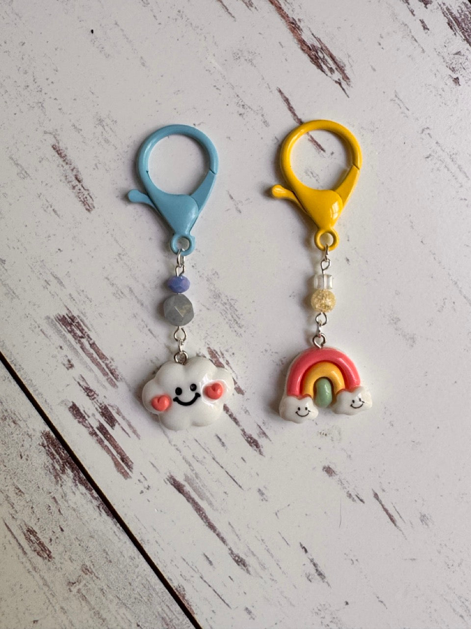 Rainbow and Cloud in Resin Pair of Stitch Markers