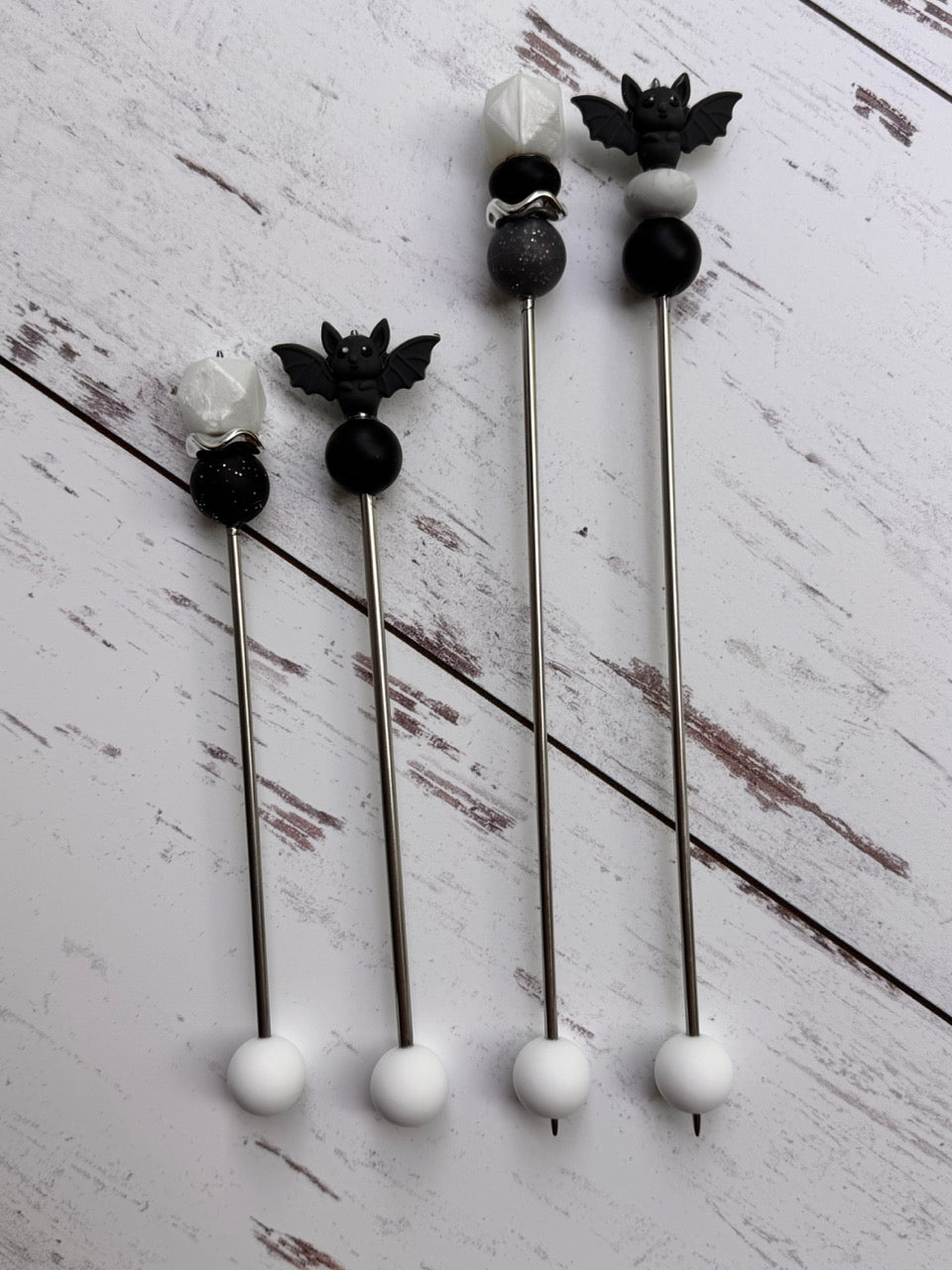 Spooky Cute Bat Pair of Amigurumi Sewing Sticks
