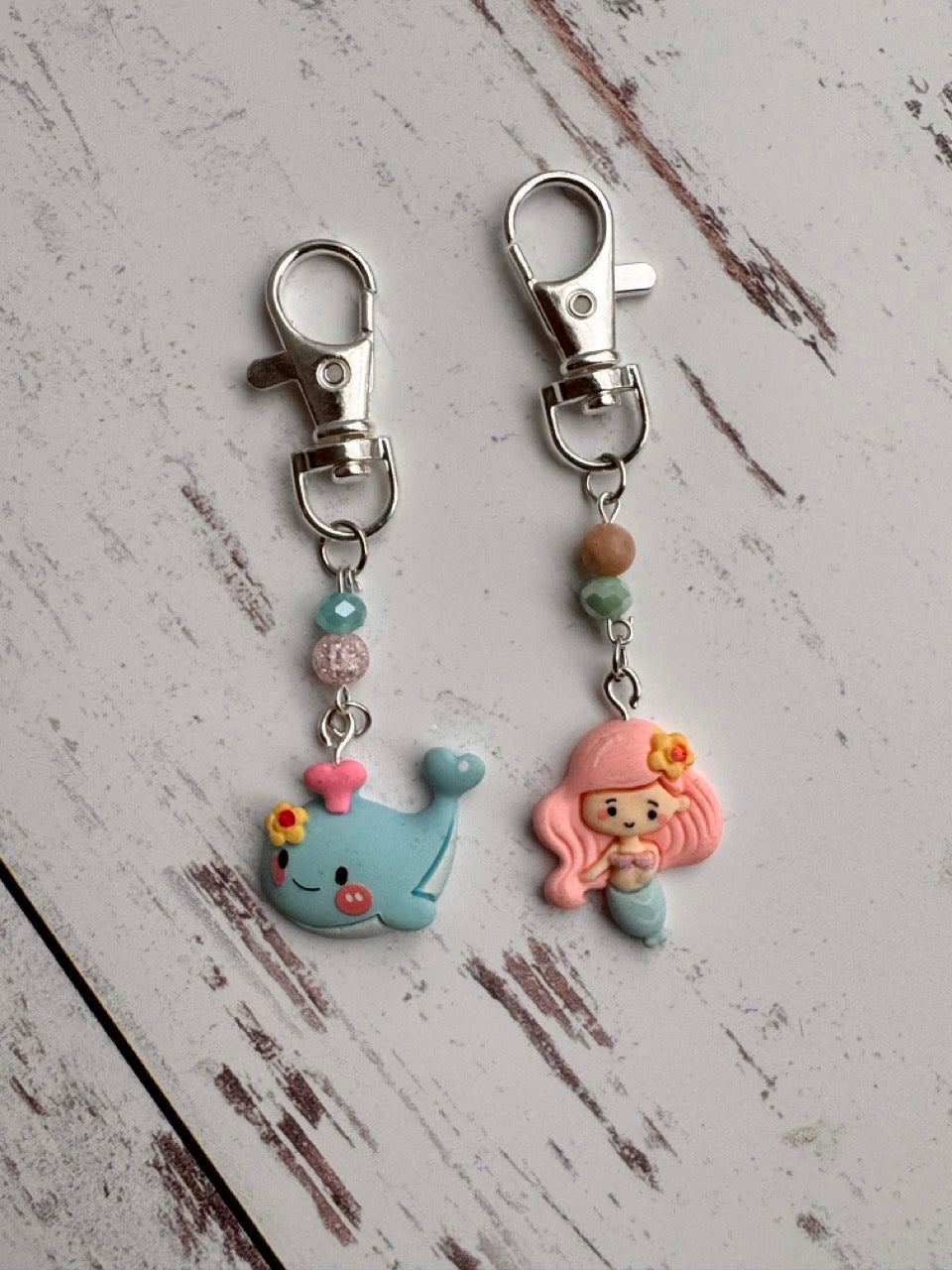 Mermaid and Whale Pair of Stitch Markers