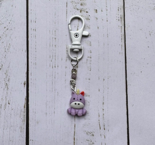 Purple Patchwork Unicorn Single Stitch Marker