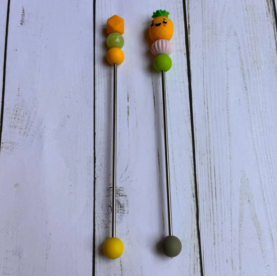 Cute Yellow Pineapple Pair of Amigurumi Sewing Sticks