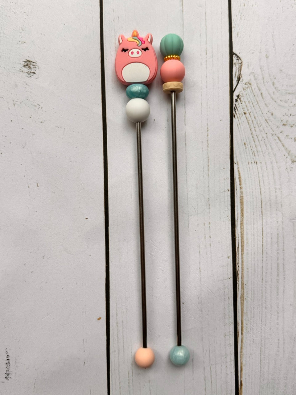 Chubby Pink Unicorn Pair of Amigurumi Sewing Sticks