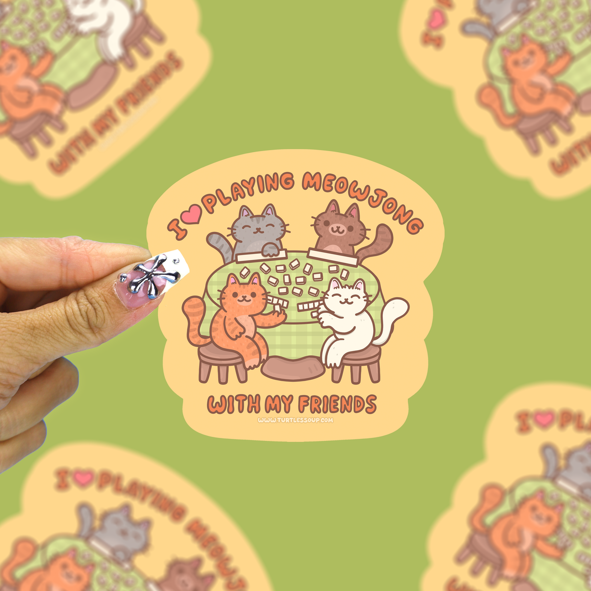 Meowjong With My Friends Mahjong Vinyl Sticker