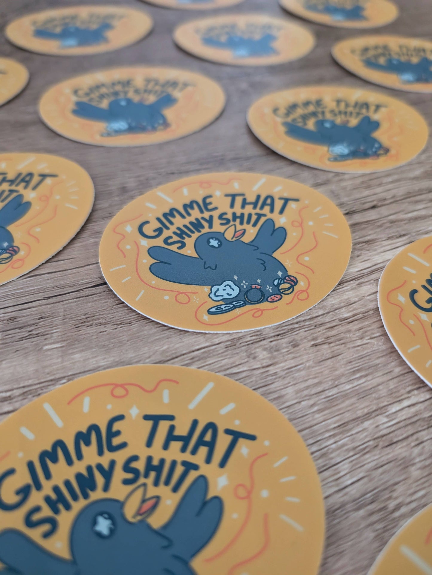 Shiny Collector - Cute Bowerbird Crow Vinyl Sticker