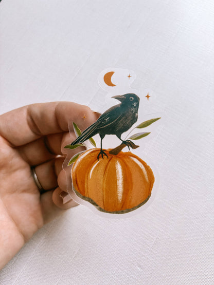Vinyl Sticker: Harbinger - 3" Clear crow sticker