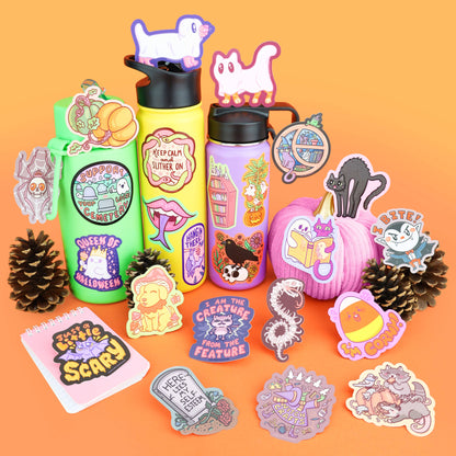 Crow and Skull, Halloween, Spooky, Cute, Vinyl Sticker