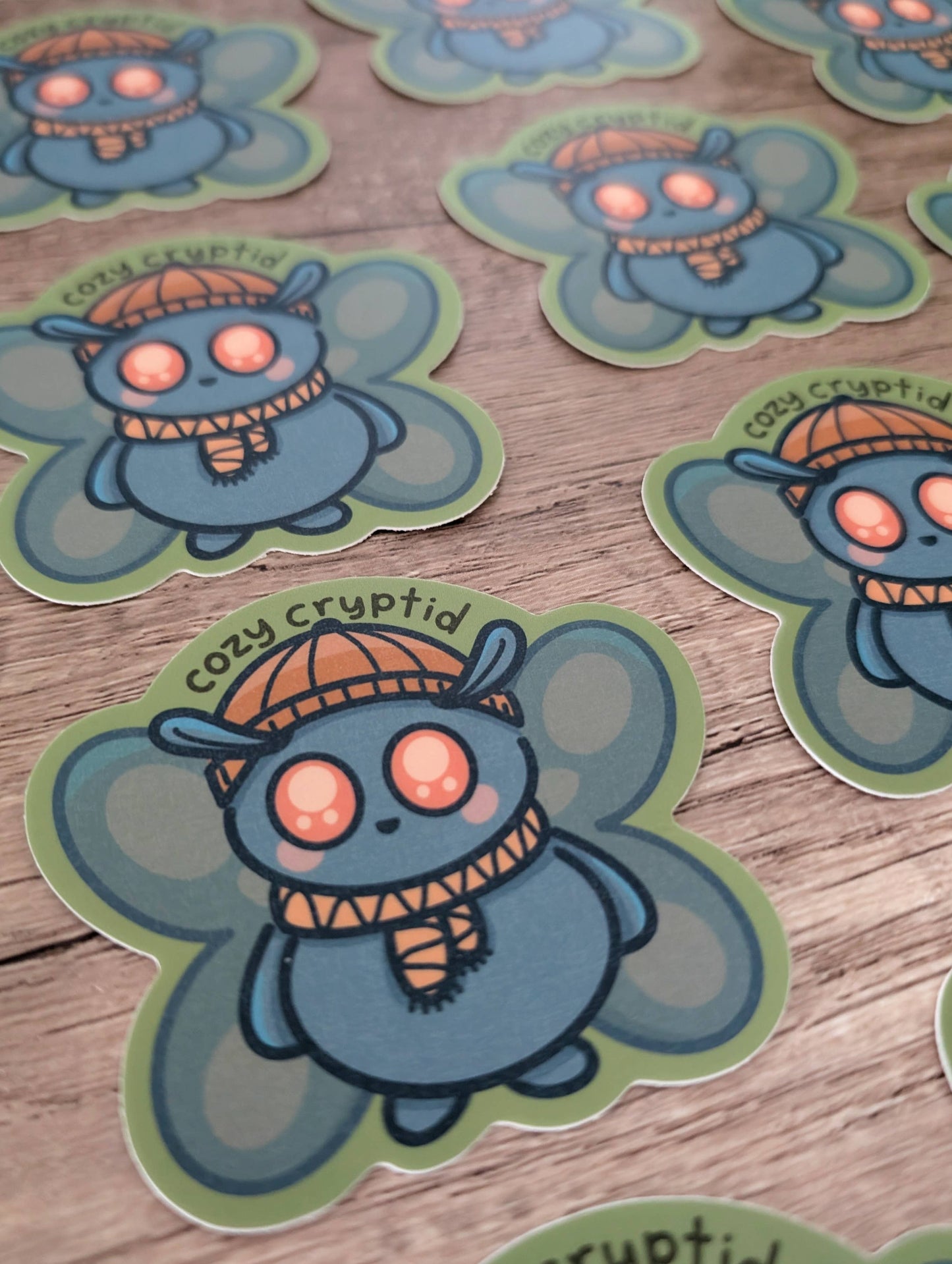 Cozy Cryptid - Cute Fall Attire Mothman Vinyl Sticker
