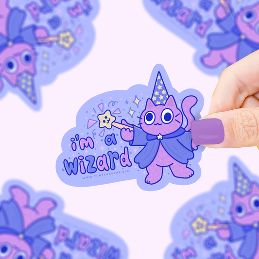 I'm A Wizard | Derpy | Kitty | Magical | Cats | Sticker