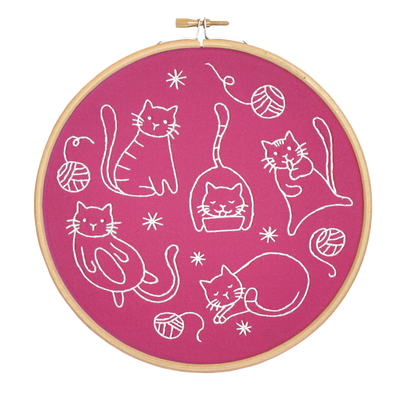 Crafty Cats Embroidery Kit | Complete Craft Kit for Beginners