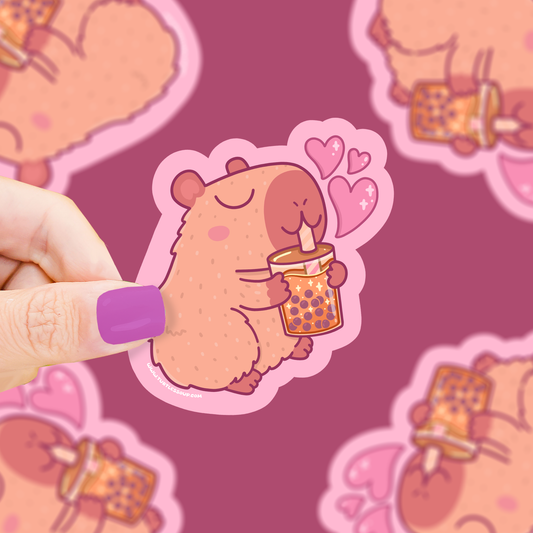 Capyboba | Boba | Capybara | Cute | Tea | Vinyl Sticker