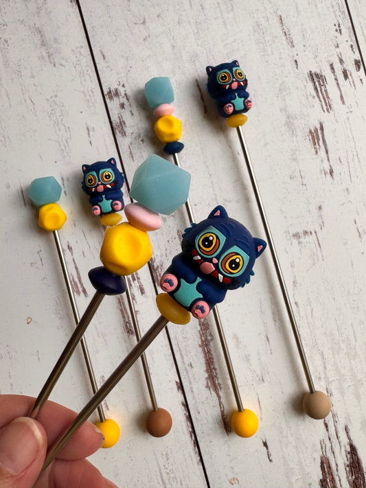 3D Silly Anime Blue Tiger Amigurumi Sewing Sticks