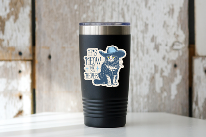 It's Meow or Never Sticker - cat, pet store, cowboy, western