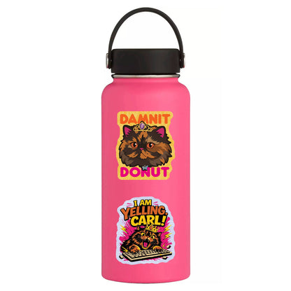 Yelling Carl Donut Cat Book Vinyl Sticker