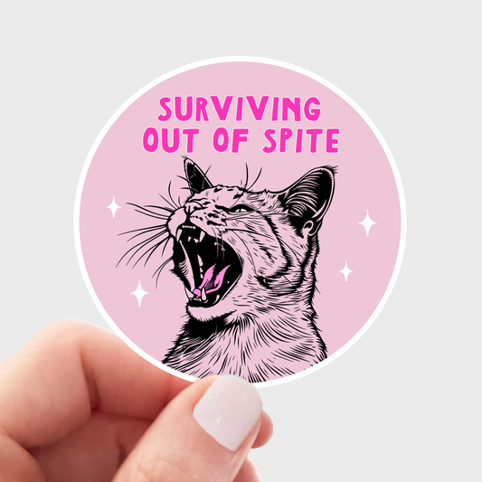 Surviving Out of Spite Sticker - cat, kitten, pet, funny