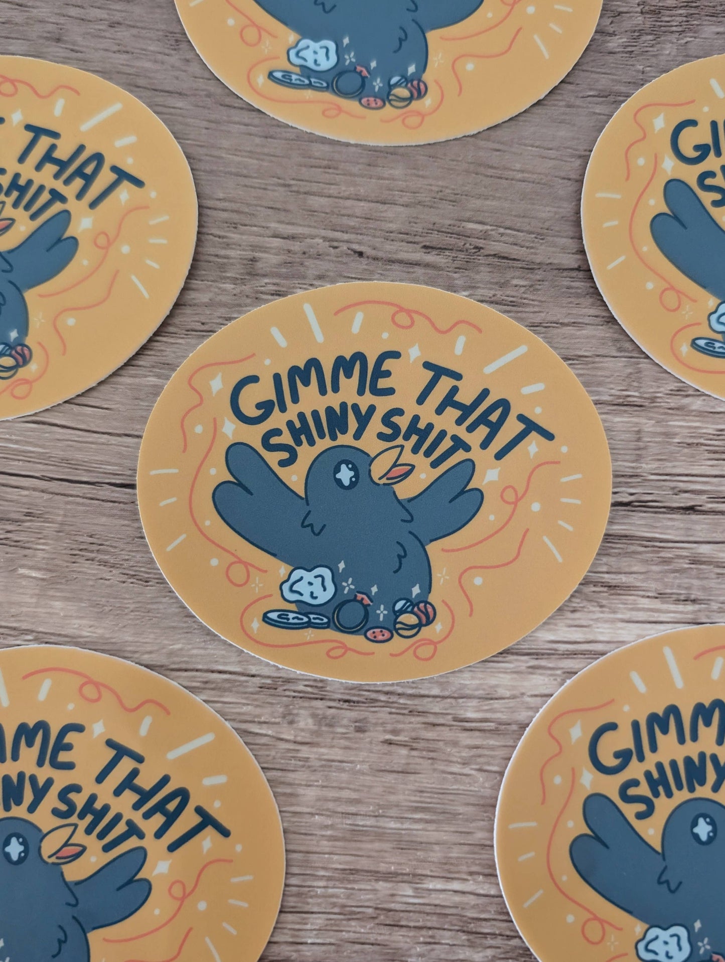 Shiny Collector - Cute Bowerbird Crow Vinyl Sticker