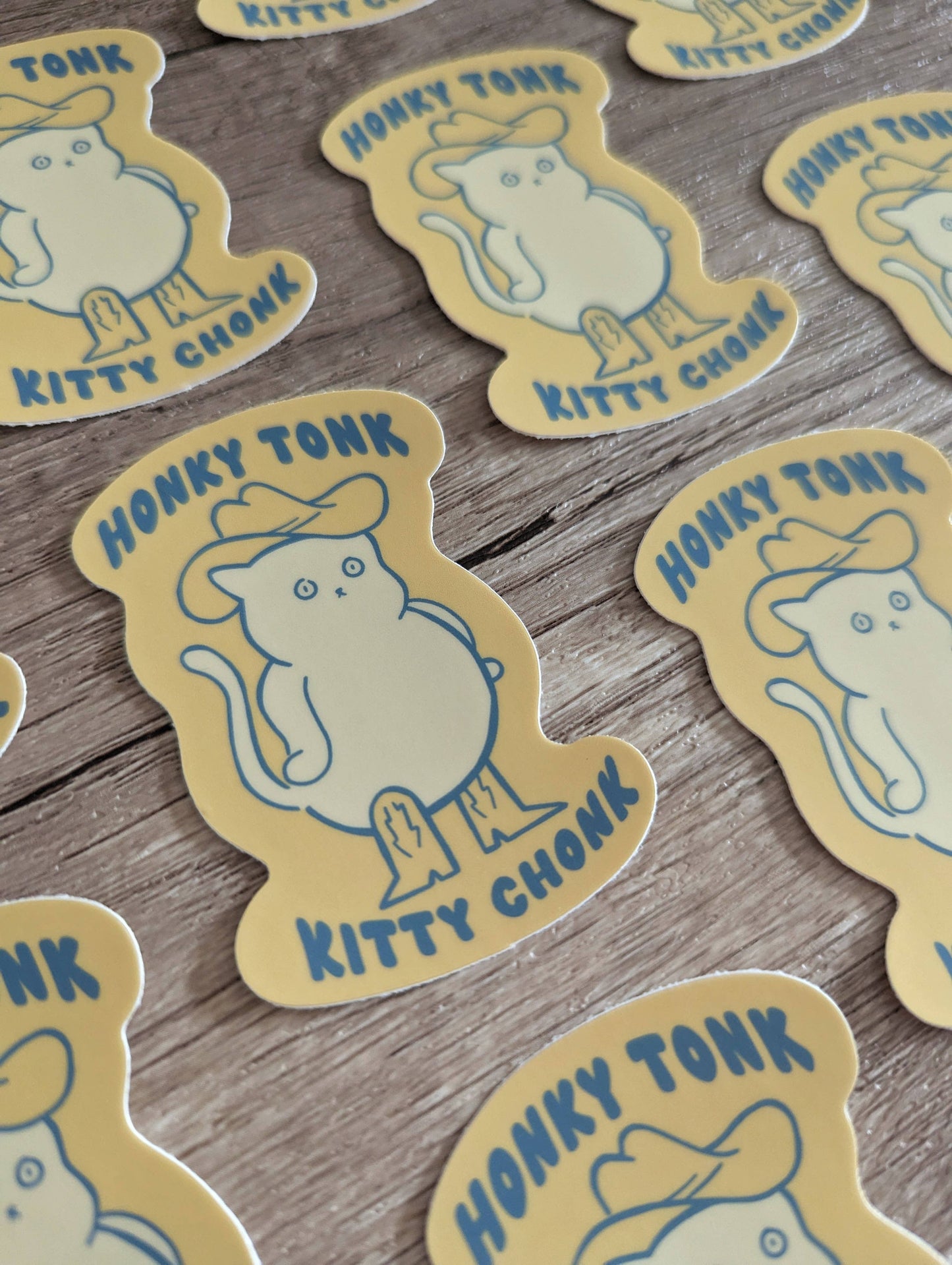 Honky Tonk Kitty Chonk - Cute Cowboy Cat Vinyl Sticker