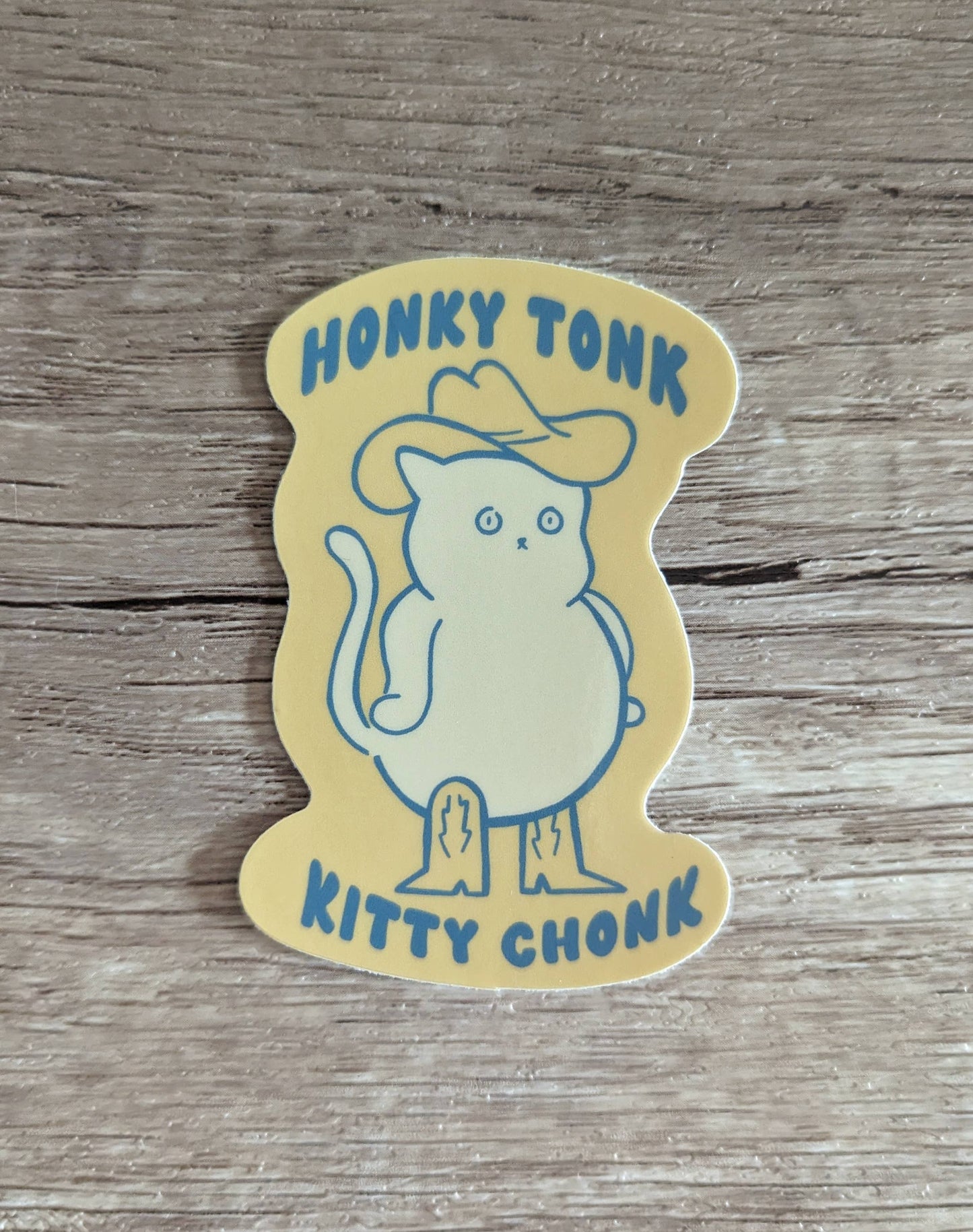 Honky Tonk Kitty Chonk - Cute Cowboy Cat Vinyl Sticker