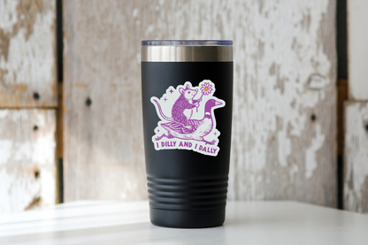 I Dilly and I Dally Sticker - opossum, duck, silly goose