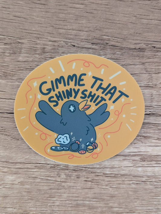 Shiny Collector - Cute Bowerbird Crow Vinyl Sticker