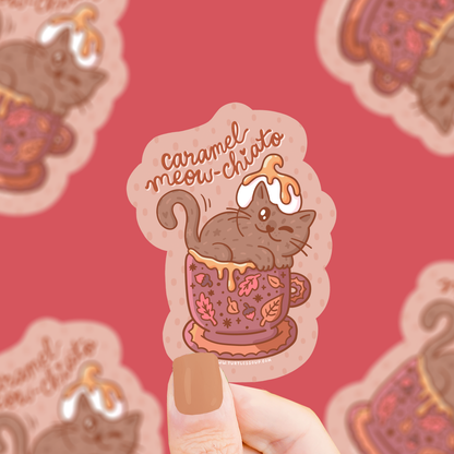 Caramel Meow-Chiato | Cats | Kittens | Cute | Vinyl Sticker