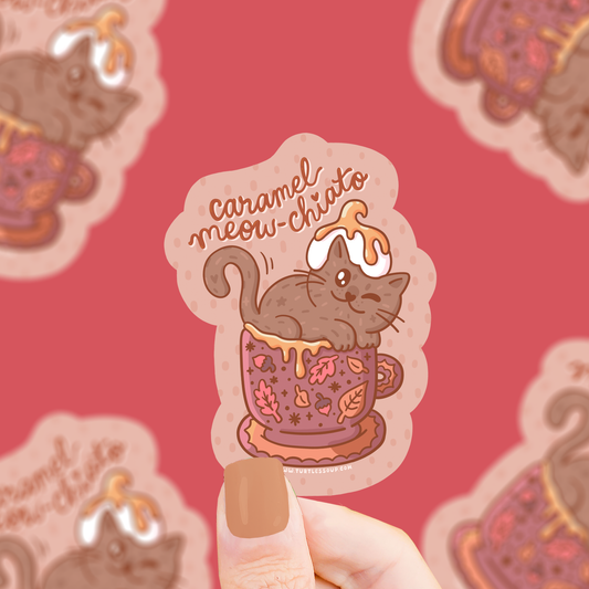 Caramel Meow-Chiato | Cats | Kittens | Cute | Vinyl Sticker