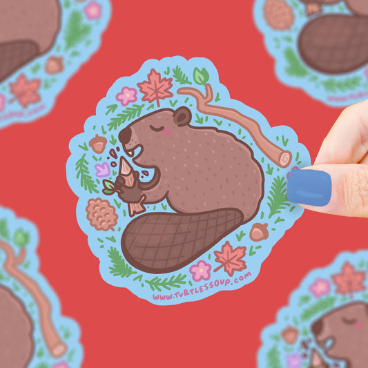Forest Beaver Cute Animal Vinyl Sticker