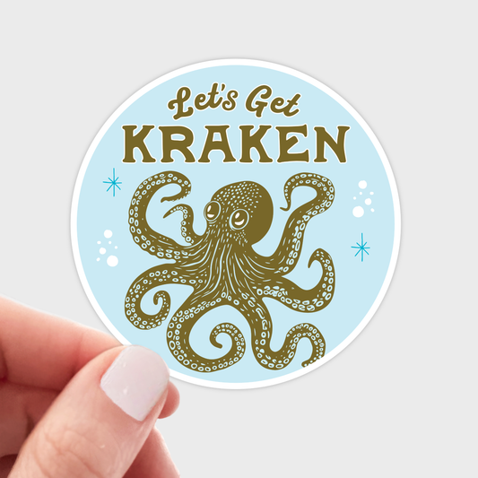 Let's Get Kraken Sticker - octopus, squid, ocean, beach, sea