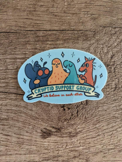 Cryptid Support Group - Cute Sasquatch Mothman Vinyl Sticker