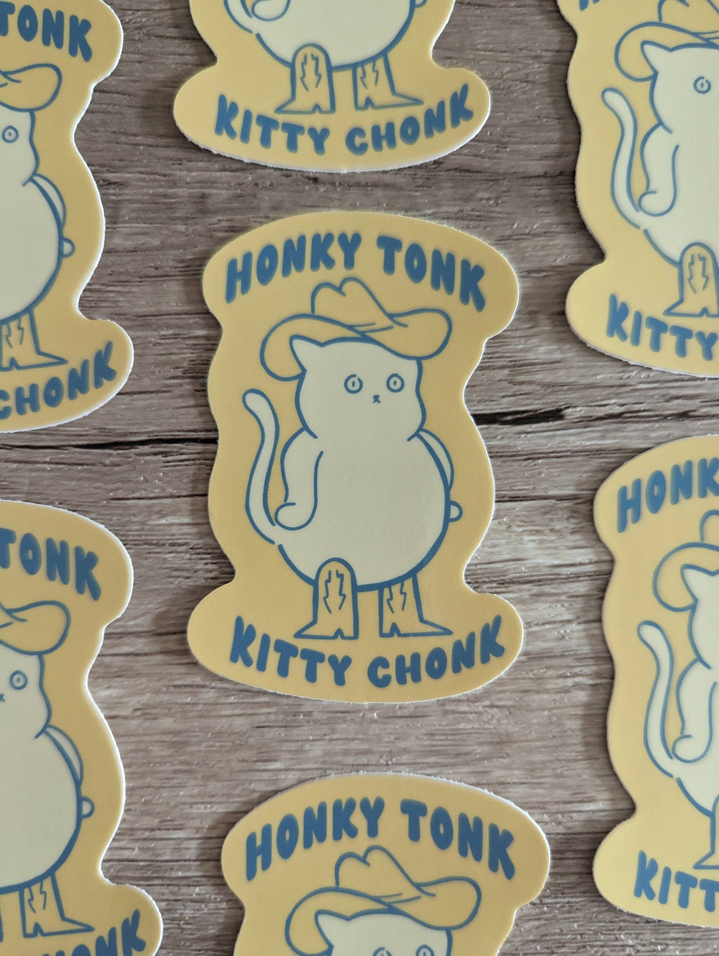 Honky Tonk Kitty Chonk - Cute Cowboy Cat Vinyl Sticker