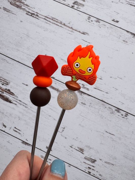 Fire Demon Spirit Pair of Amigurumi Sewing Sticks
