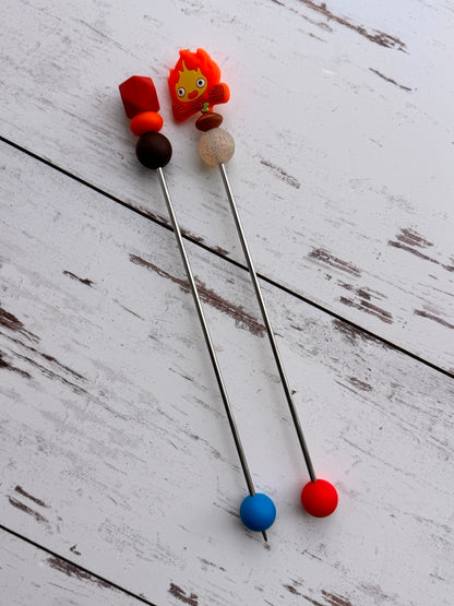 Fire Demon Spirit Pair of Amigurumi Sewing Sticks