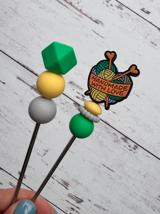 Pair of Handmade with Love Yarn Ball Amigurumi Sewing Sticks