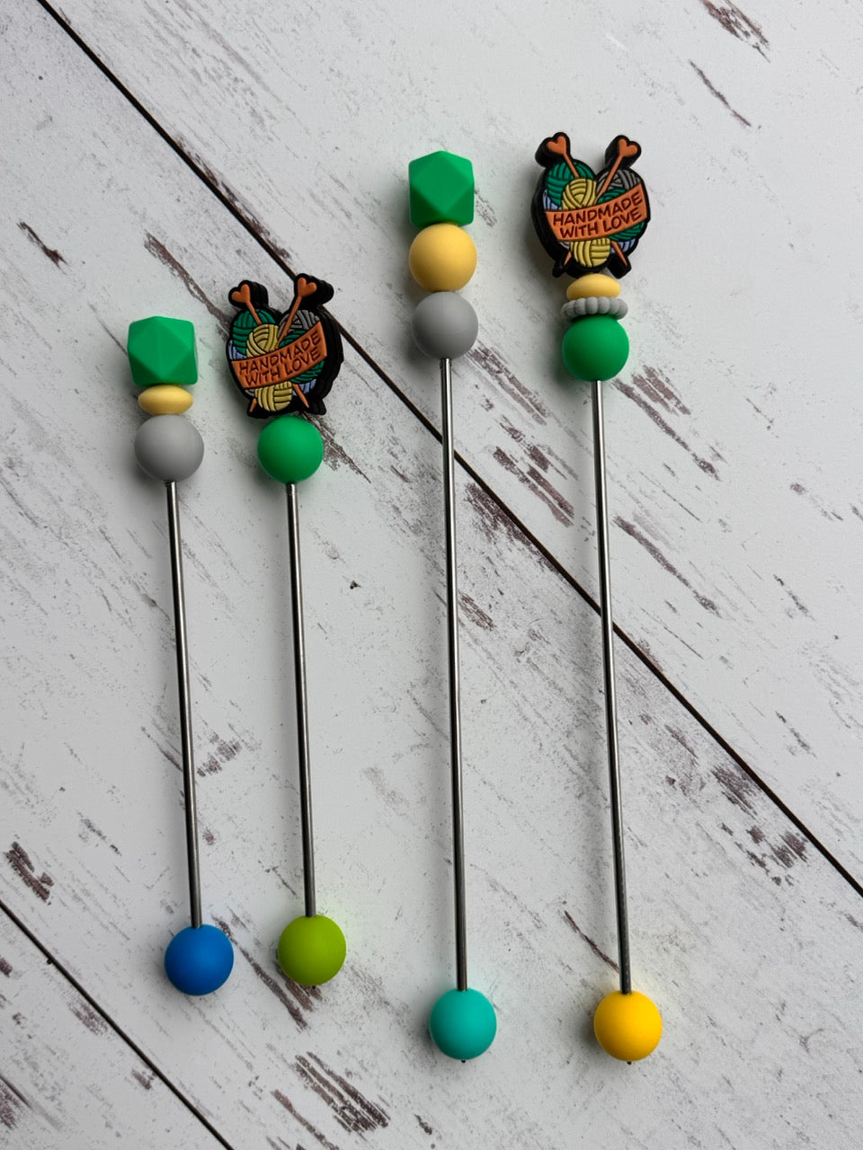 Pair of Handmade with Love Yarn Ball Amigurumi Sewing Sticks