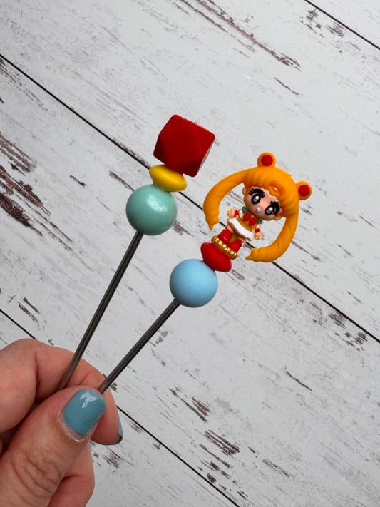 Pair of Sailor Girl Amigurumi Sewing Sticks
