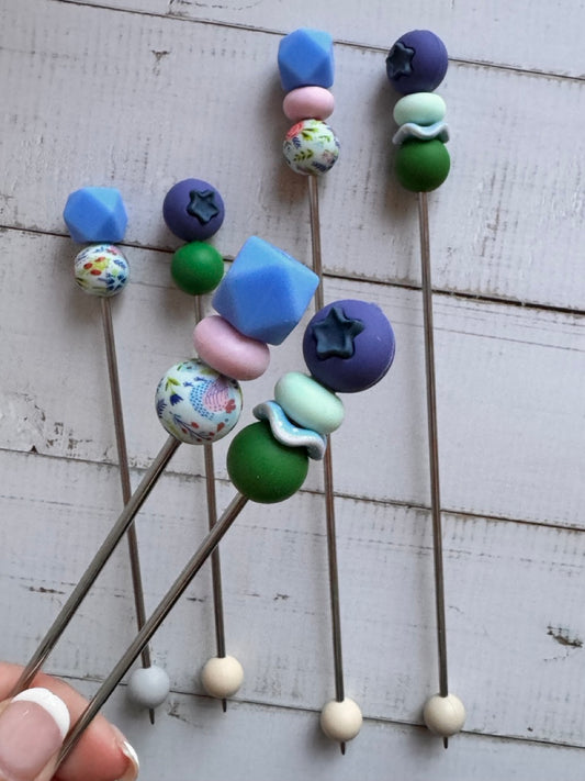 Pair of Blueberry Amigurumi Sewing Sticks