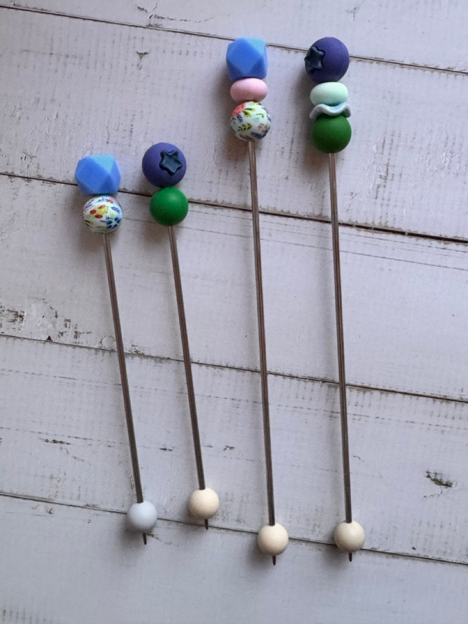 Pair of Blueberry Amigurumi Sewing Sticks