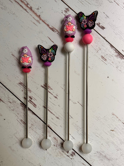 Butterfly & Gnome Pair of Amigurumi Sewing Sticks