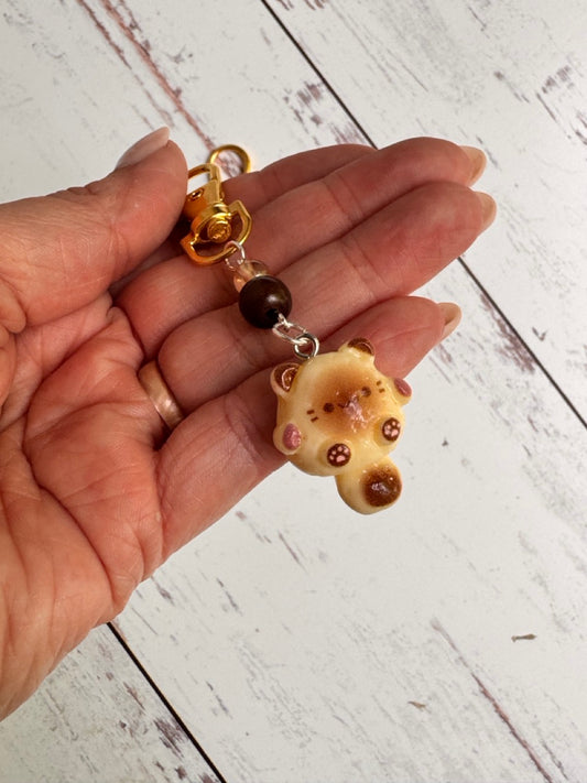 Tan Bread Kitty Cat Single Stitch Marker