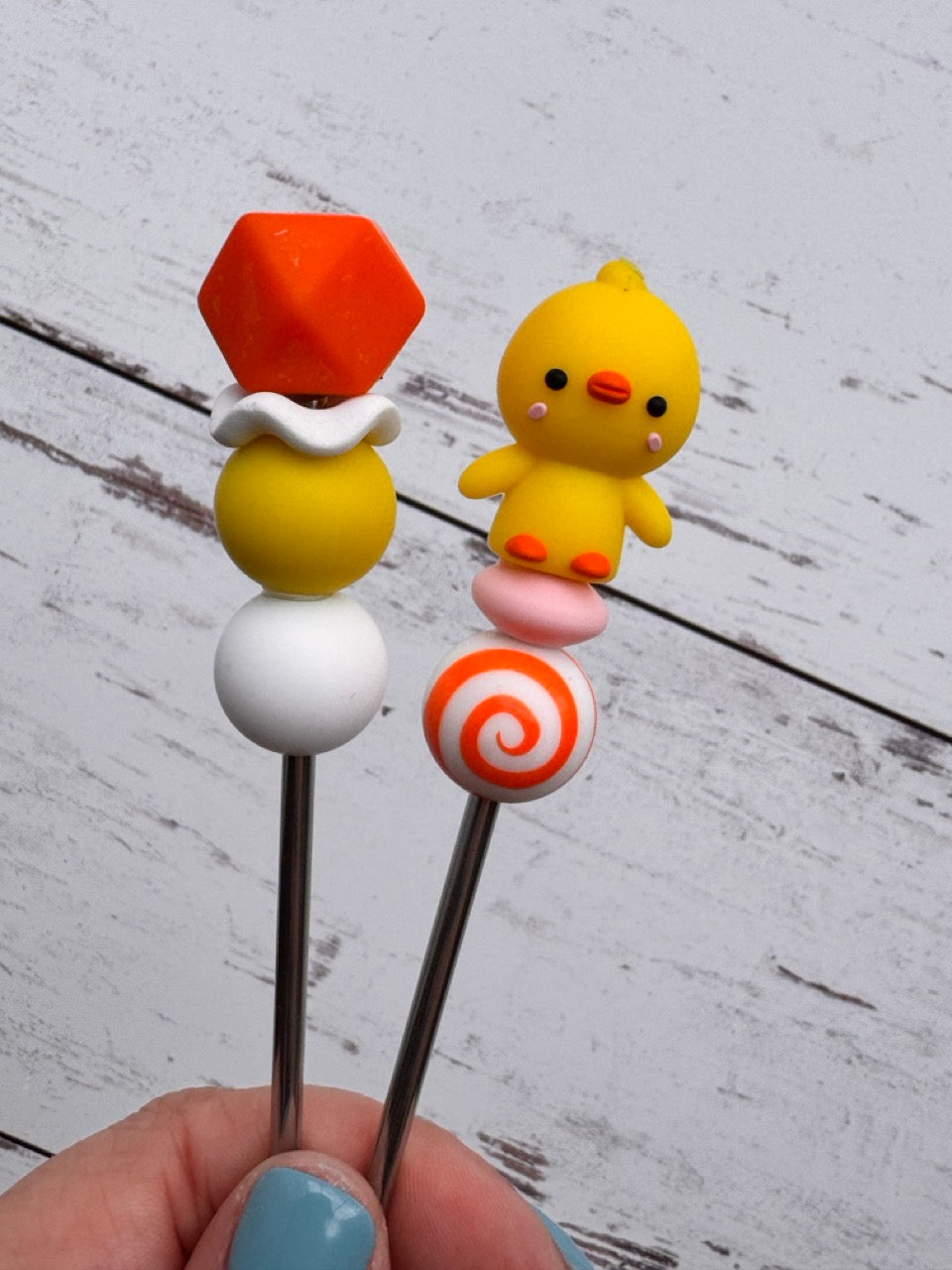Cute Little Yellow Chick Pair of Amigurumi Sewing Sticks