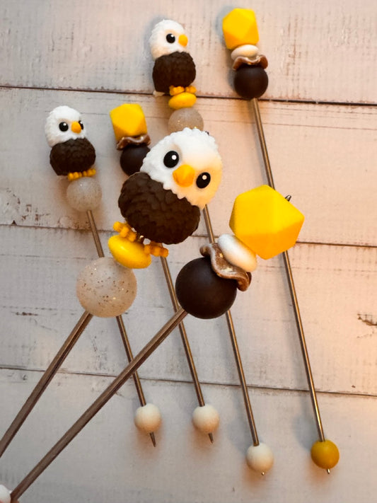 Pair of Eagle Amigurumi Sewing Sticks