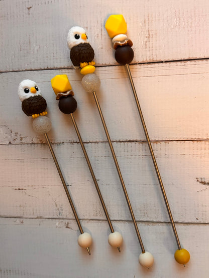 Pair of Eagle Amigurumi Sewing Sticks