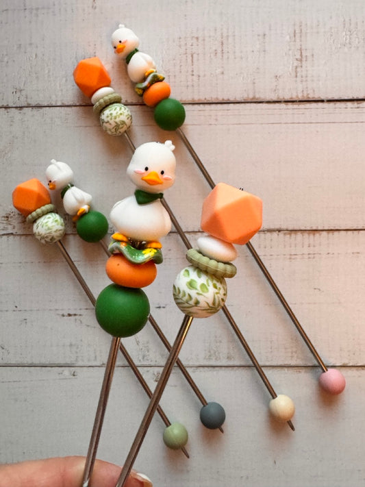 Pair of Goose Amigurumi Sewing Sticks