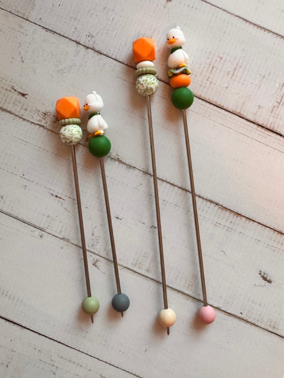 Pair of Goose Amigurumi Sewing Sticks